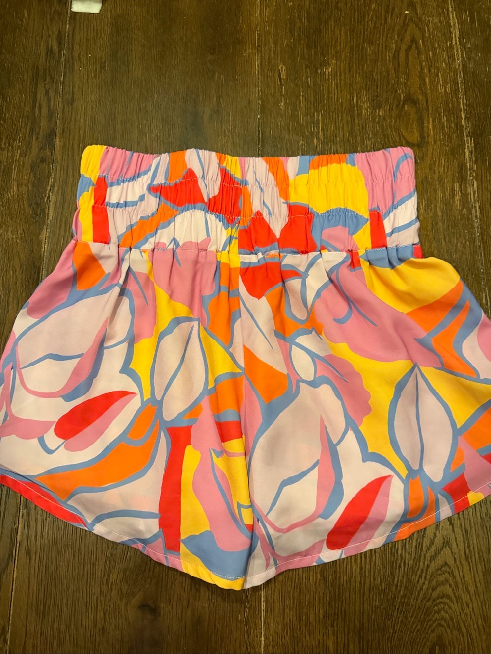 SHEIN High-Rise Floral Print Athletic Shorts in Pink, Yellow, Orange & Blue